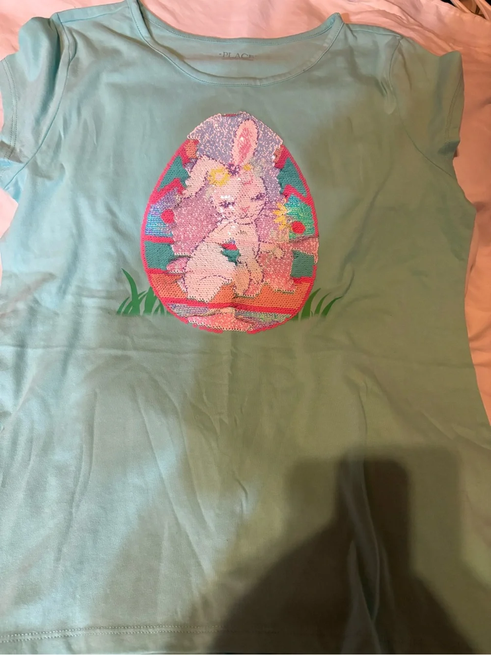 The Children's Place Mint Green Sequin Bunny Tee